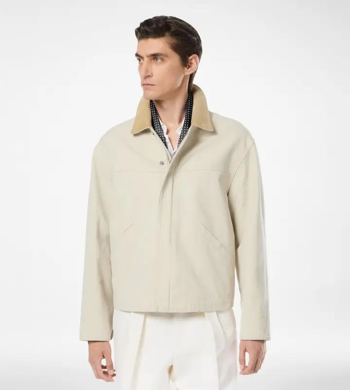 COTTON CANVAS WORKWEAR JACKET CREAM WHITE online